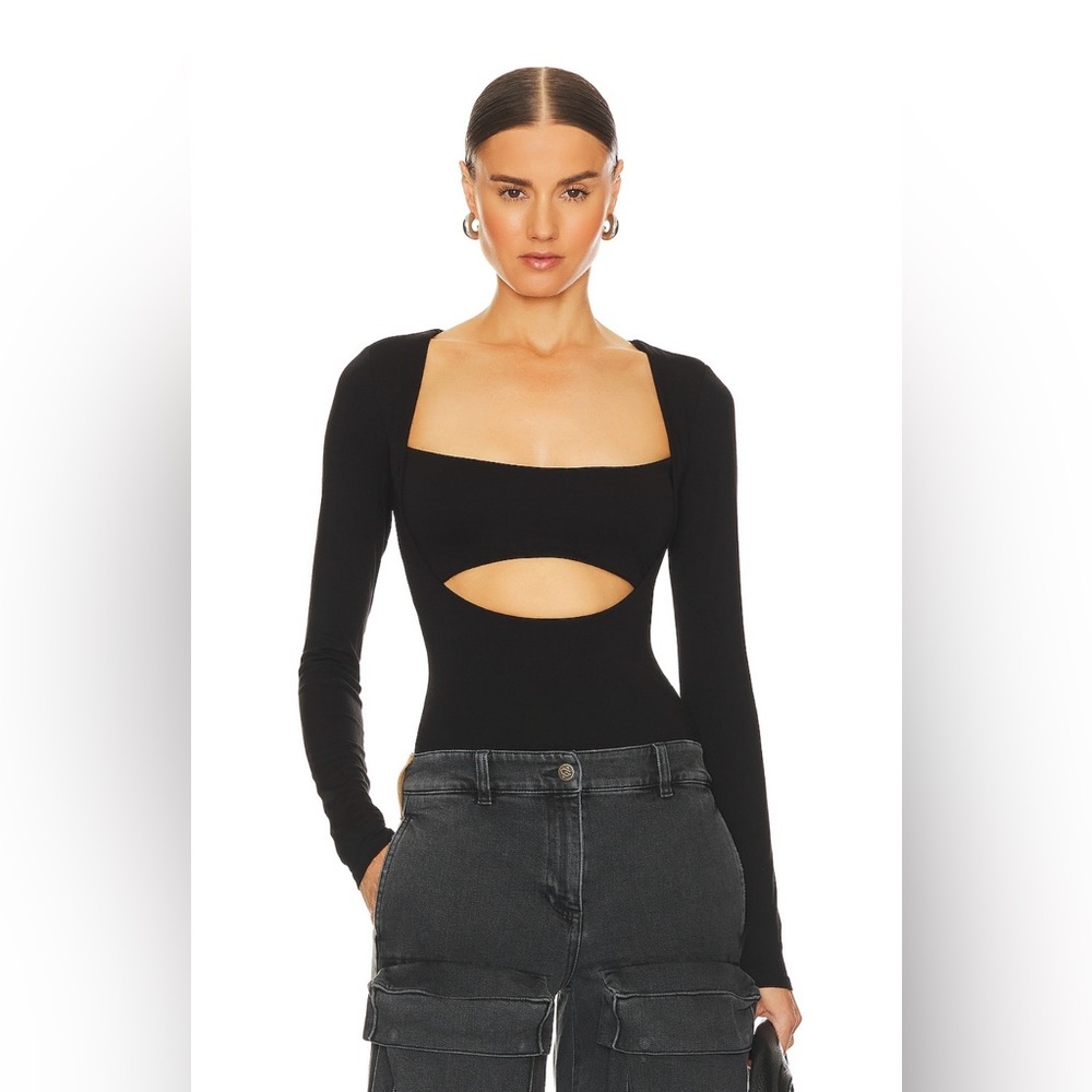 AFRM Black Cutout Long Sleeve Vail Bodysuit